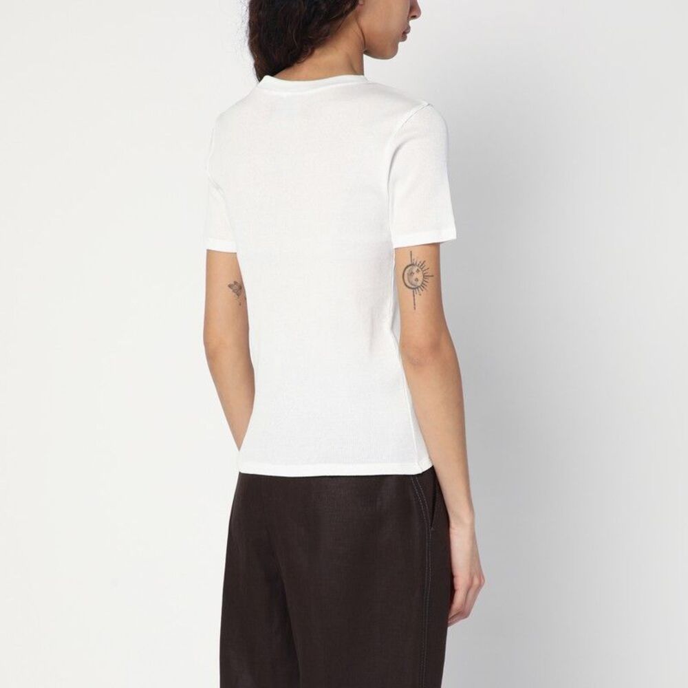 Loulou Studio White Ribbed T-Shirt Women - Picture 2 of 2